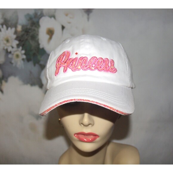 Princess Hat Pink & White with glitter Hat Women's Embroidered NEW - Picture 1 of 6